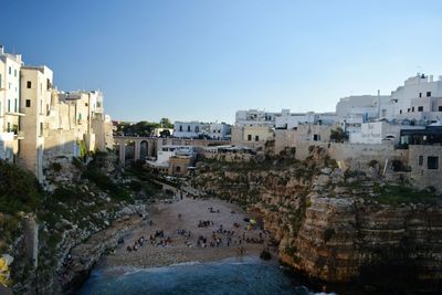 View of fort in town against clear sky
