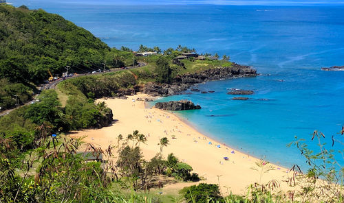High angle view of beach against sky
