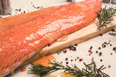 Close-up of food on cutting board