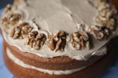 Homemade coffee and walnut cake