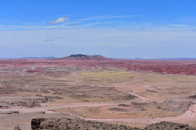 Beautiful view of brightly colored desert canyons and valleys in arizona.