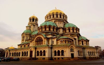 Low angle view of church against sky