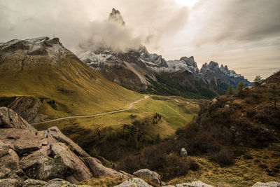 Scenic view of mountains against sky
