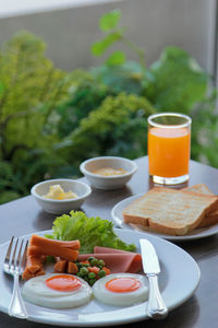 Close-up of food on table