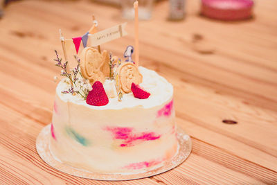Close-up of cake on table