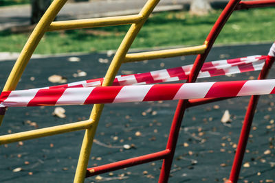 Close-up of wet playground