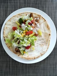 High angle view of meal served in plate