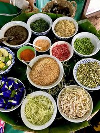 High angle view of vegetables in bowl