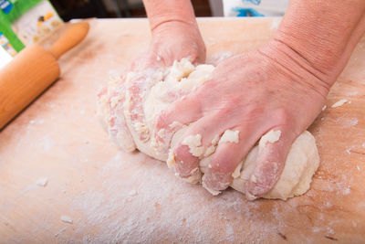 Close-up of person preparing food