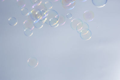 Close-up of bubbles against white background