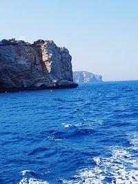 Scenic view of sea against clear sky