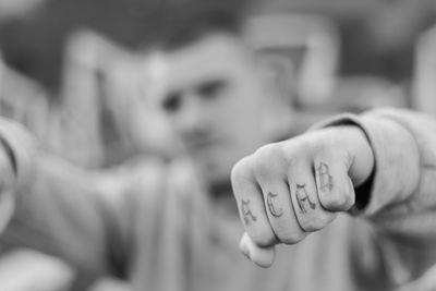 Close-up portrait of man hand