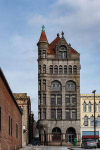 Low angle view of buildings against sky