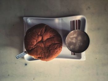 High angle view of ice cream in plate