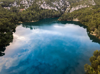 Scenic view of lake against sky