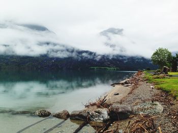 Scenic view of lake against sky