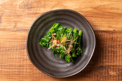 High angle view of vegetables in bowl on table