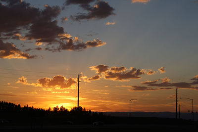 Silhouette of trees on field at sunset