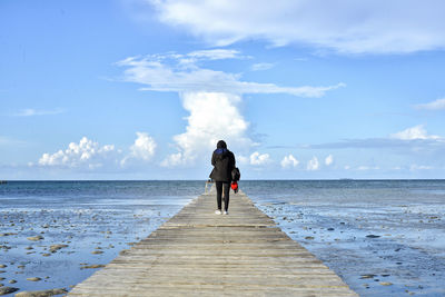 Rear view of man standing on beach