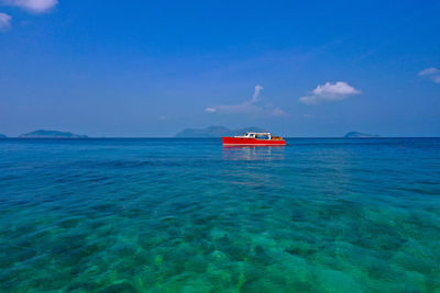 Scenic view of sea against blue sky