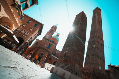 Low angle view of buildings against clear sky