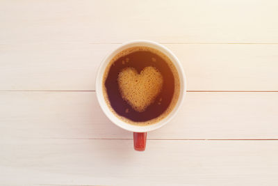 High angle view of coffee on table