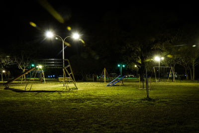 Surface level of park at night