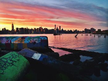 Scenic view of sunset over river