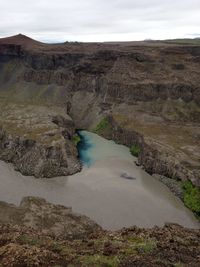 Scenic view of landscape against sky in iceland 