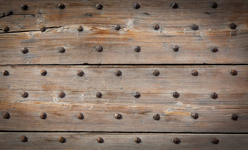 Full frame shot of bolt on wooden planks