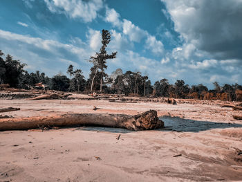 Scenic view of land against sky