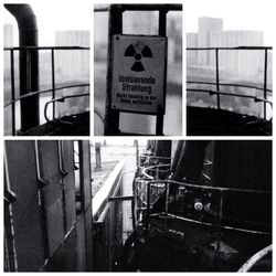 Close-up of text on railing