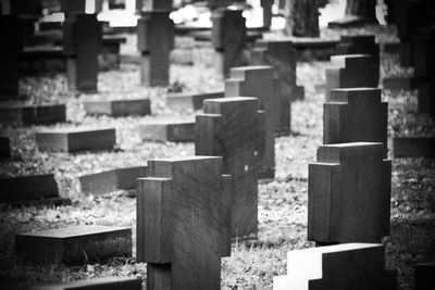 View of cross in cemetery