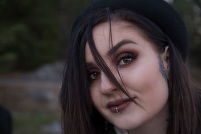 Close-up portrait of beautiful young woman