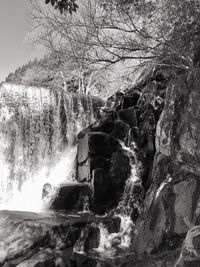 Water flowing through rocks