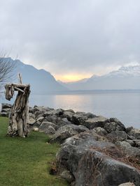 Scenic view of lake against sky