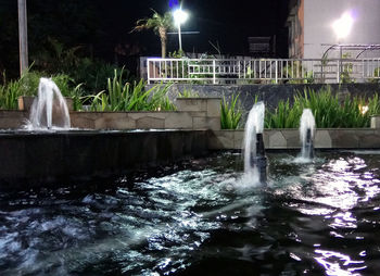 Water flowing at night