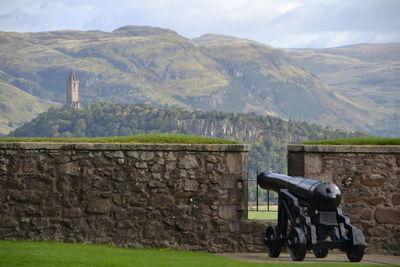 View of fort against the wall of mountain