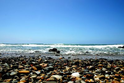 Scenic view of sea against clear sky