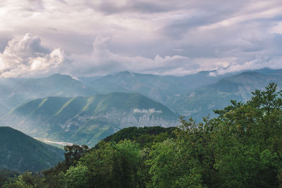 Scenic view of mountains against sky