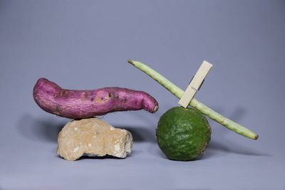 Close-up of vegetables against white background