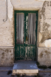 Closed door of old building