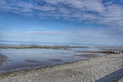 Scenic view of beach against sky