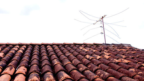 Roof tiles against clear sky