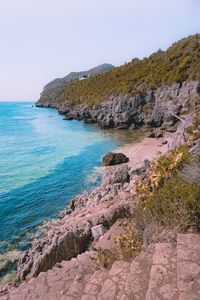 Scenic view of sea against clear sky