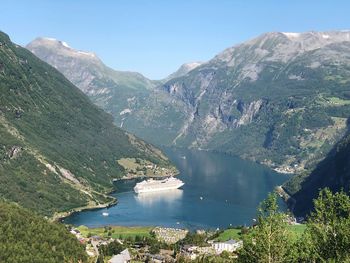 High angle view of lake against sky