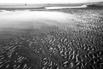 Close-up of wet shore against sky