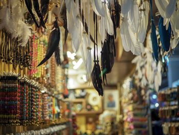 Low angle view of lanterns hanging in market