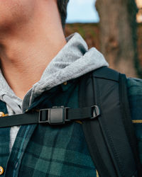 Close-up of man with backpack