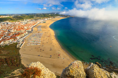 High angle view of beach against sky